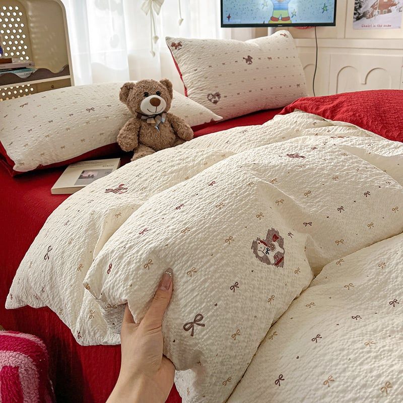 4Pcs PreCloud Linen | Set Đũi Xu Kem Style trẻ trung hiện đại | ID 4PCSPRECLOUD16