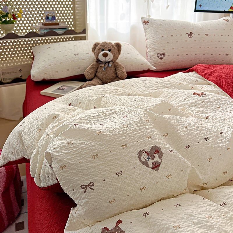 4Pcs PreCloud Linen | Set Đũi Xu Kem Style trẻ trung hiện đại | ID 4PCSPRECLOUD16