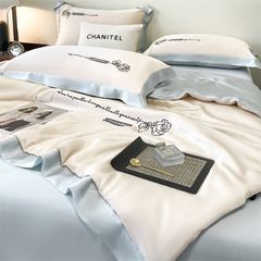 4Pcs Satin Babric | Charming With Love Standard Bedsets Summer Blanket | ID 4PCSSFARBRICCHARWLOVE012