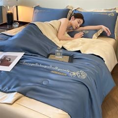 4Pcs Satin Babric | Charming With Love Standard Bedsets Summer Blanket | ID 4PCSSFARBRICCHARWLOVE011