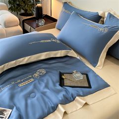 4Pcs Satin Babric | Charming With Love Standard Bedsets Summer Blanket | ID 4PCSSFARBRICCHARWLOVE011