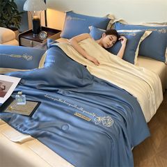 4Pcs Satin Babric | Charming With Love Standard Bedsets Summer Blanket | ID 4PCSSFARBRICCHARWLOVE011