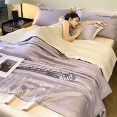 4Pcs Satin Babric | Charming With Love Standard Bedsets Summer Blanket | ID 4PCSSFARBRICCHARWLOVE010