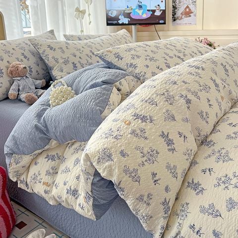 4Pcs PreCloud Linen | Set Đũi Xu Kem Style trẻ trung hiện đại | ID 4PCSPRECLOUD19