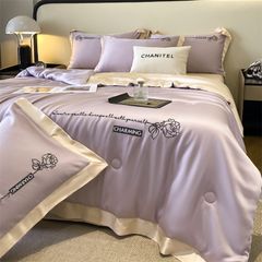 4Pcs Satin Babric | Charming With Love Standard Bedsets Summer Blanket | ID 4PCSSFARBRICCHARWLOVE010