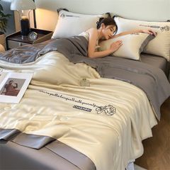 4Pcs Satin Babric | Charming With Love Standard Bedsets Summer Blanket | ID 4PCSSFARBRICCHARWLOVE09