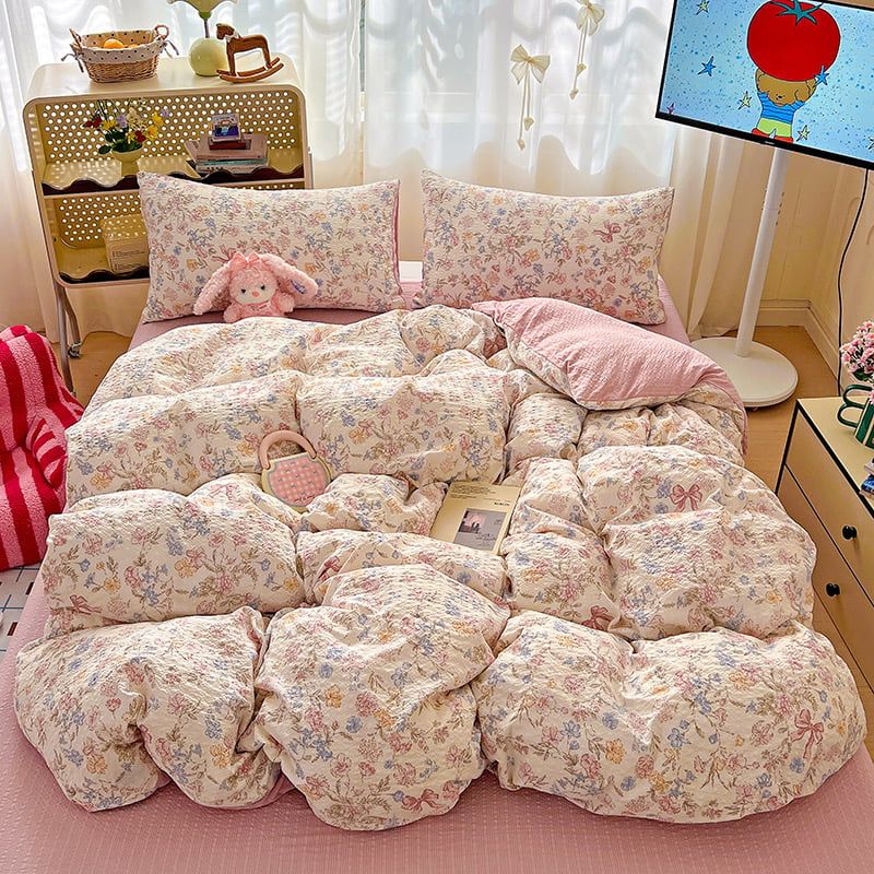 4Pcs PreCloud Linen | Set Đũi Xu Kem Style trẻ trung hiện đại | ID 4PCSPRECLOUD20
