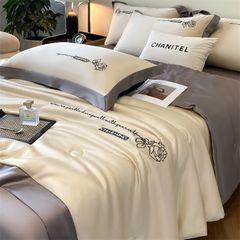 4Pcs Satin Babric | Charming With Love Standard Bedsets Summer Blanket | ID 4PCSSFARBRICCHARWLOVE09