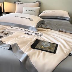 4Pcs Satin Babric | Charming With Love Standard Bedsets Summer Blanket | ID 4PCSSFARBRICCHARWLOVE08