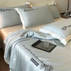 4Pcs Satin Babric | Charming With Love Standard Bedsets Summer Blanket | ID 4PCSSFARBRICCHARWLOVE07