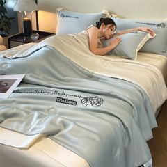 4Pcs Satin Babric | Charming With Love Standard Bedsets Summer Blanket | ID 4PCSSFARBRICCHARWLOVE07