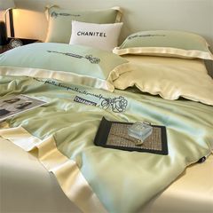 4Pcs Satin Babric | Charming With Love Standard Bedsets Summer Blanket | ID 4PCSSFARBRICCHARWLOVE06