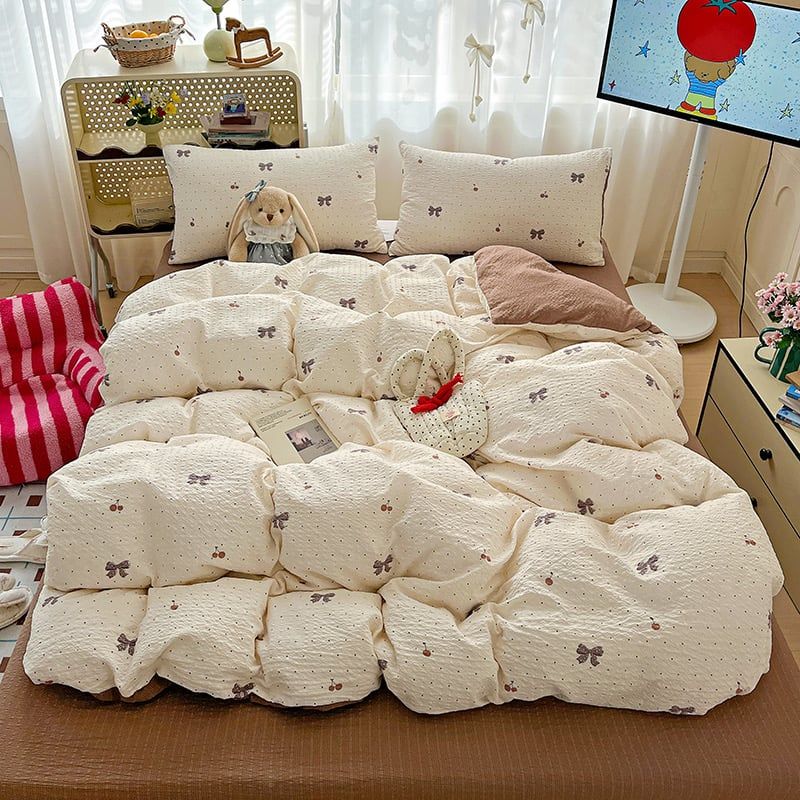 4Pcs PreCloud Linen | Set Đũi Xu Kem Style trẻ trung hiện đại | ID 4PCSPRECLOUD24