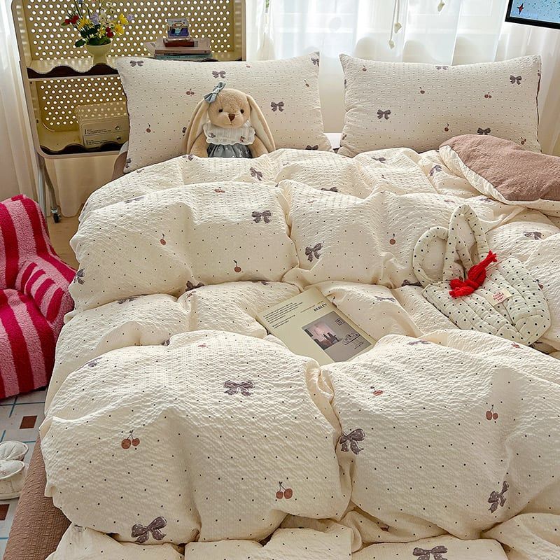 4Pcs PreCloud Linen | Set Đũi Xu Kem Style trẻ trung hiện đại | ID 4PCSPRECLOUD24