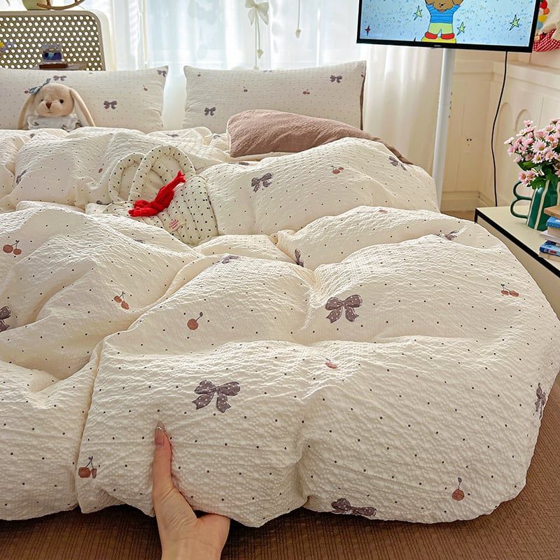4Pcs PreCloud Linen | Set Đũi Xu Kem Style trẻ trung hiện đại | ID 4PCSPRECLOUD24