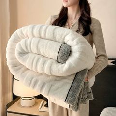 European Union Fur Wool Blanket | 3D Embossed Checkered Plus Design | 230*200cm (1.6kg) | White