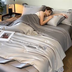 4Pcs Satin Babric | Charming With Love Standard Bedsets Summer Blanket | ID 4PCSSFARBRICCHARWLOVE04