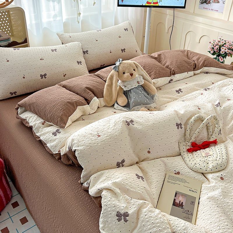 4Pcs PreCloud Linen | Set Đũi Xu Kem Style trẻ trung hiện đại | ID 4PCSPRECLOUD24