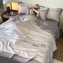 4Pcs Satin Babric | Charming With Love Standard Bedsets Summer Blanket | ID 4PCSSFARBRICCHARWLOVE04