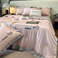 4Pcs Satin Babric | Charming With Love Standard Bedsets Summer Blanket | ID 4PCSSFARBRICCHARWLOVE03