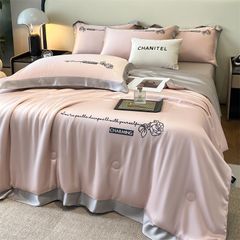 4Pcs Satin Babric | Charming With Love Standard Bedsets Summer Blanket | ID 4PCSSFARBRICCHARWLOVE03