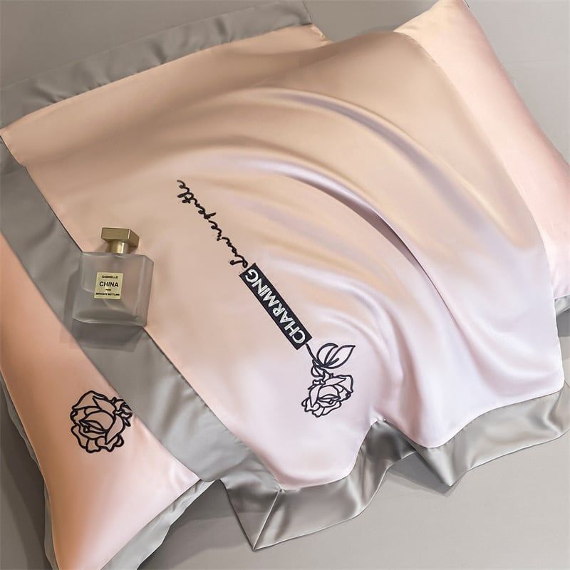 4Pcs Satin Babric | Charming With Love Standard Bedsets Summer Blanket | ID 4PCSSFARBRICCHARWLOVE03