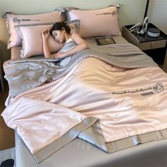 4Pcs Satin Babric | Charming With Love Standard Bedsets Summer Blanket | ID 4PCSSFARBRICCHARWLOVE03