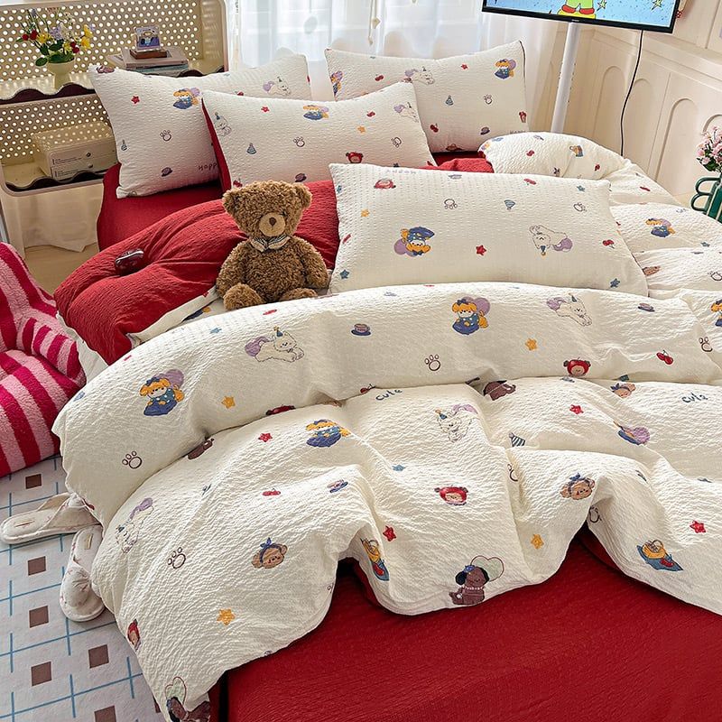 4Pcs PreCloud Linen | Set Đũi Xu Kem Style trẻ trung hiện đại | ID 4PCSPRECLOUD25