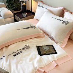 4Pcs Satin Babric | Charming With Love Standard Bedsets Summer Blanket | ID 4PCSSFARBRICCHARWLOVE02