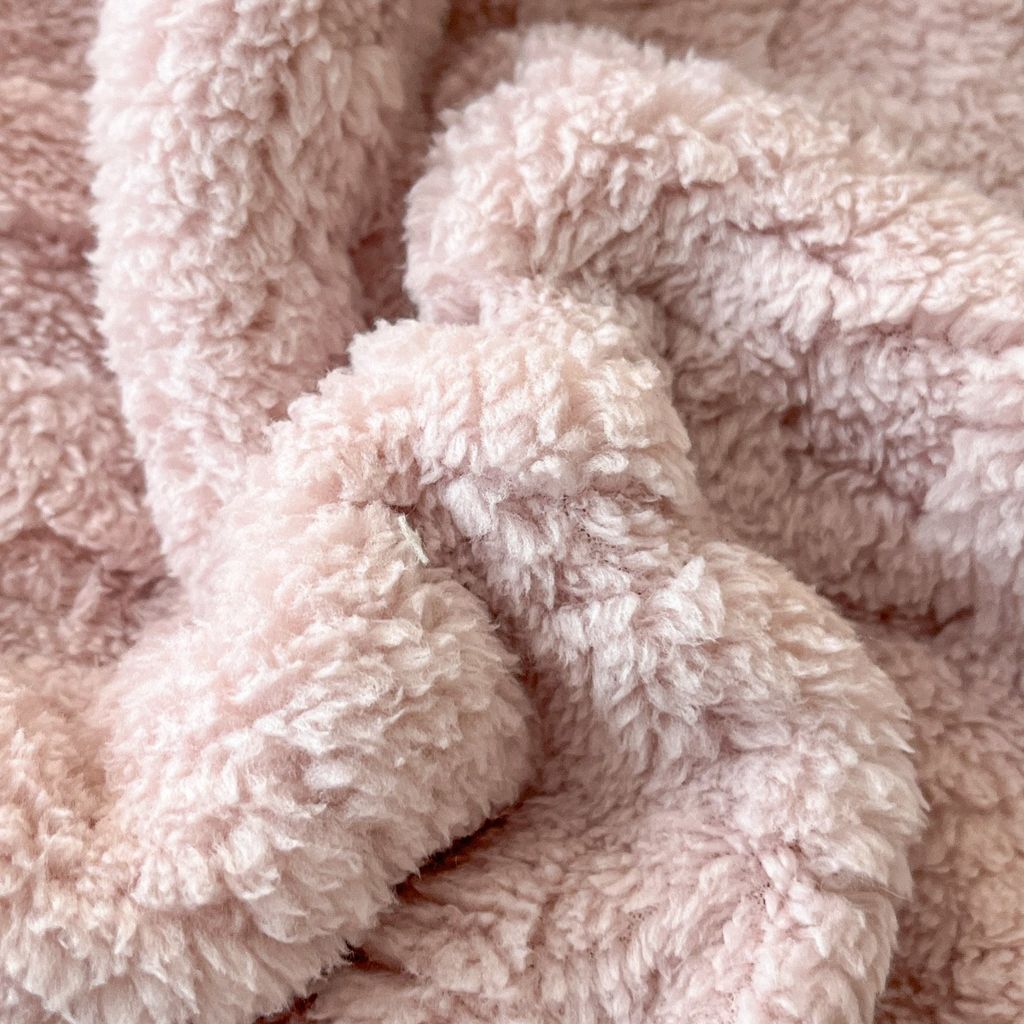 European Union Fur Wool Blanket | 3D Embossed Checkered Plus Design | 230*200cm (1.6kg) | Sweet Pastel Pink