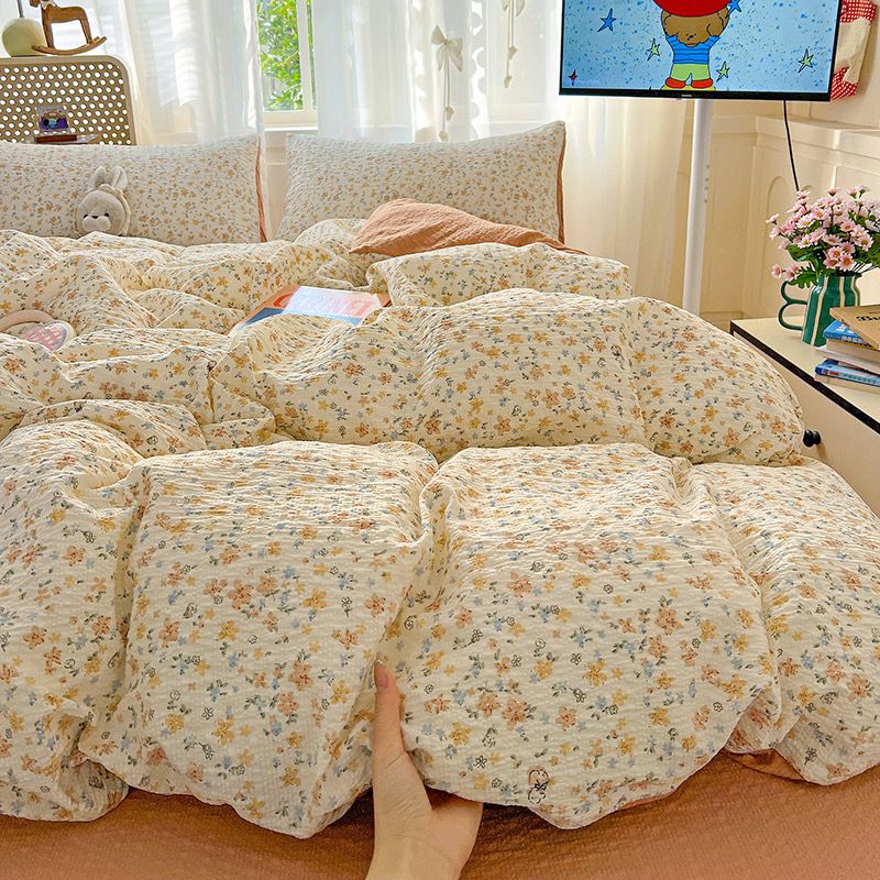 4Pcs PreCloud Linen | Set Đũi Xu Kem Style trẻ trung hiện đại | ID 4PCSPRECLOUD26