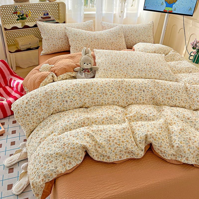 4Pcs PreCloud Linen | Set Đũi Xu Kem Style trẻ trung hiện đại | ID 4PCSPRECLOUD26