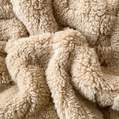 European Union Fur Wool Blanket | 3D Embossed Checkered Plus Design | 230*200cm (1.6kg) | Camel
