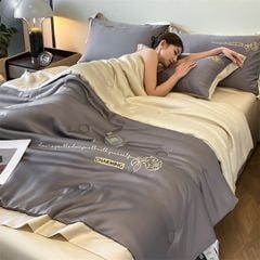 4Pcs Satin Babric | Charming With Love Standard Bedsets Summer Blanket | ID 4PCSSFARBRICCHARWLOVE01