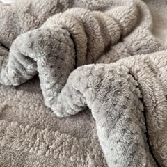 European Union Fur Wool Blanket | 3D Embossed Checkered Plus Design | 230*200cm (1.6kg) | Gray Light