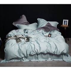 Bộ chăn ga gối Lụa Tencel Basic 5 món-Xanh Bạc Hà