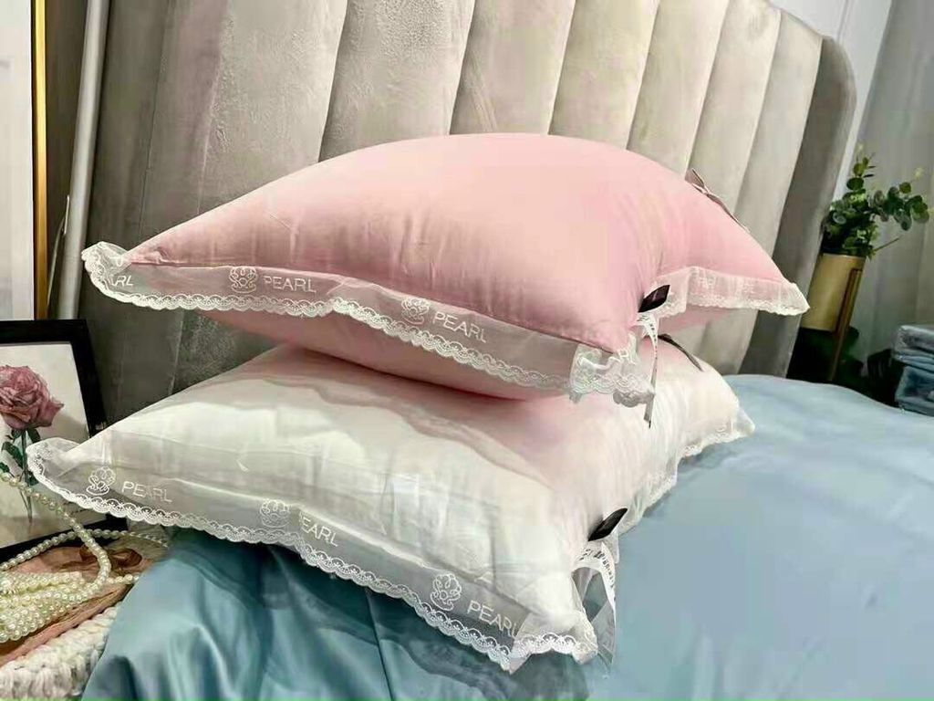 RUỘT GỐI LỤA PRINCESS VIỀN REN MIX BÈO 2 PHIÊN BẢN HỒNG VÀ TRẮNG