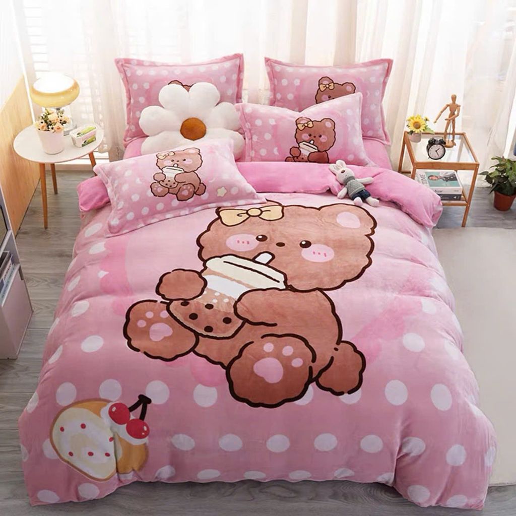 Set 4 Món Nỉ Nhung 200gr hình in 3D Carton 16 Color Beautiful