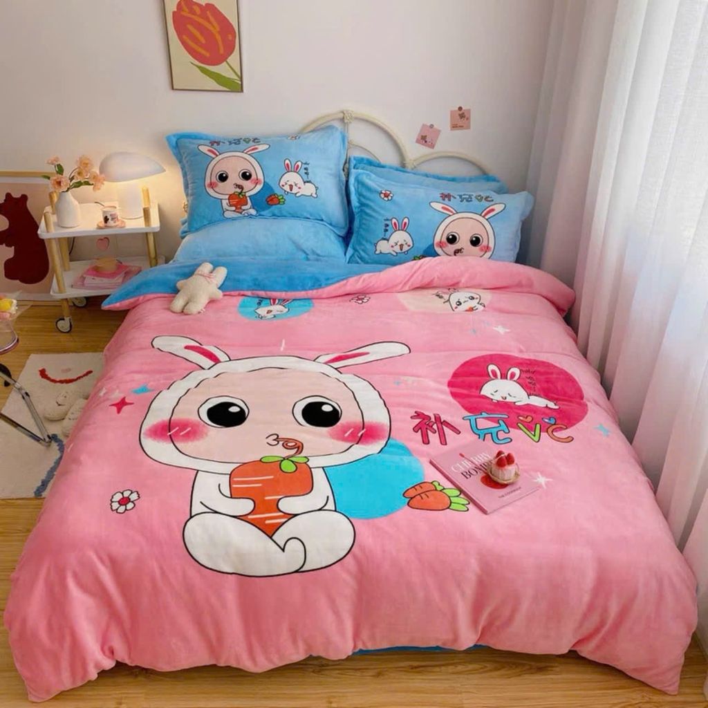 Set 4 Món Nỉ Nhung 200gr hình in 3D Carton 16 Color Beautiful