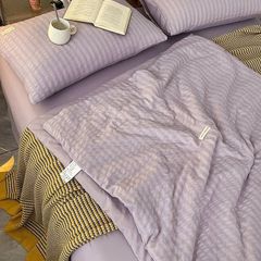 4pcs Cotton Đũi Tici Minismatlim Mầu Tím khói chăn chần hè