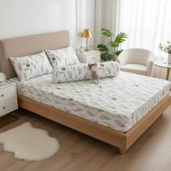 Set Ga Gối Đũi Chần Hàn Quốc Nệm Bọc Chun | 4Pcs Quilted Bed Sheet Linen Korea Degin