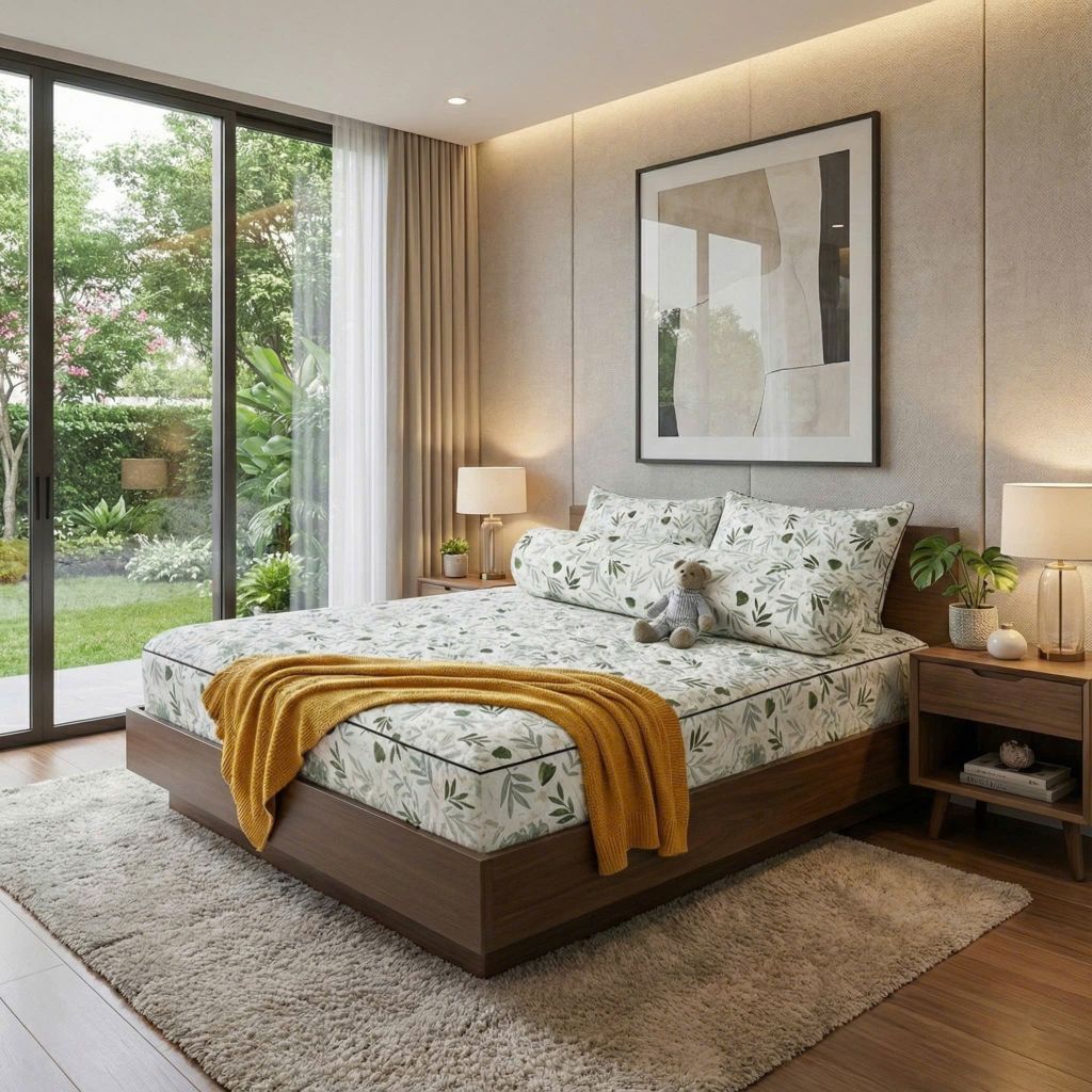 Set Ga Gối Đũi Chần Hàn Quốc Nệm Bọc Chun | 4Pcs Quilted Bed Sheet Linen Korea Degin