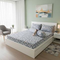 Set Ga Gối Đũi Chần Hàn Quốc Nệm Bọc Chun | 4Pcs Quilted Bed Sheet Linen Korea Degin