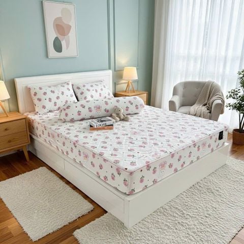 Set Ga Gối Đũi Chần Hàn Quốc Nệm Bọc Chun | 4Pcs Quilted Bed Sheet Linen Korea Degin