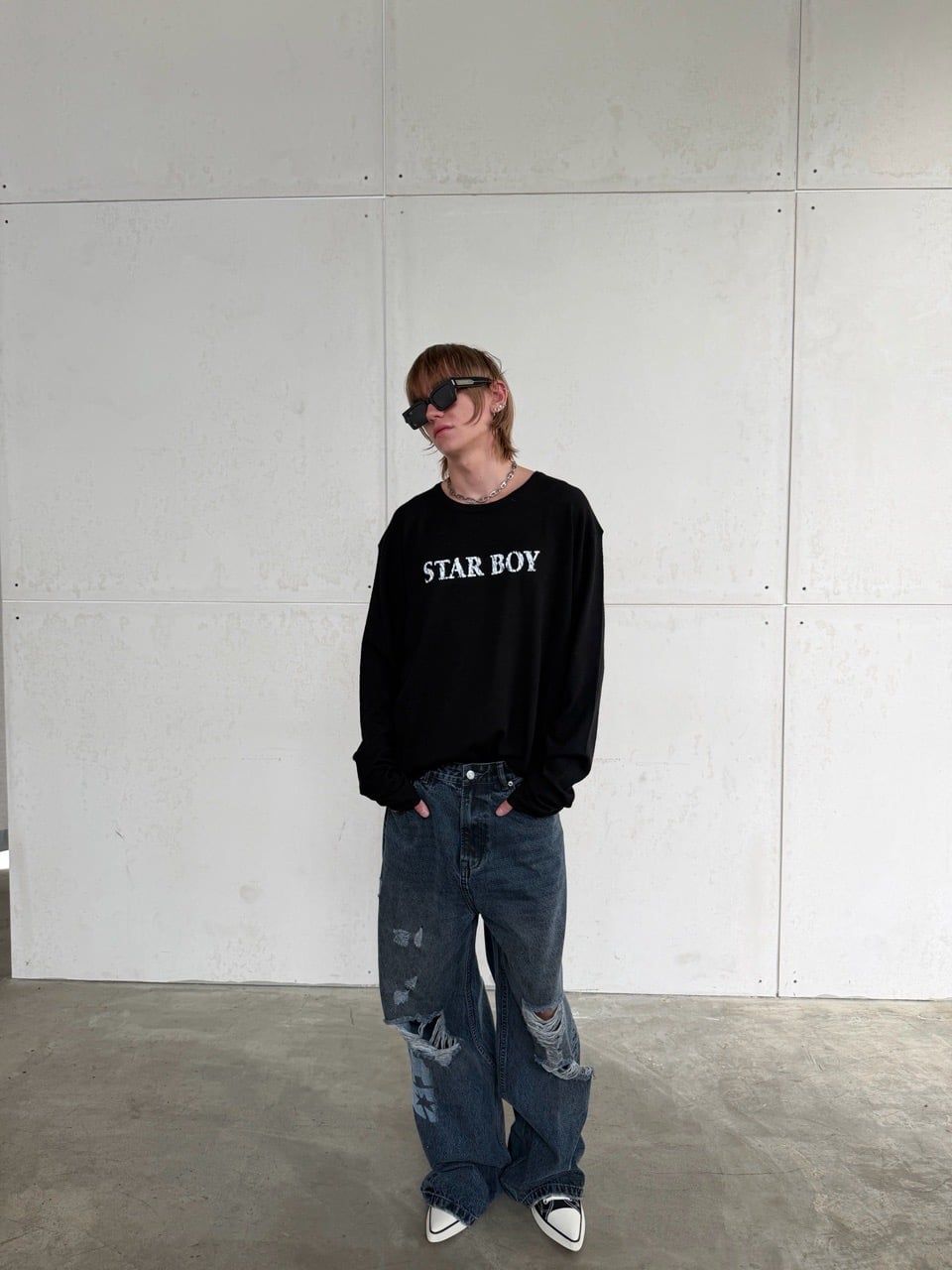 ÁO DỆT LEN TAY DÀI "WHENEVER" STAR BOY LONG SLEEVE T-SHIRT/ BLACK