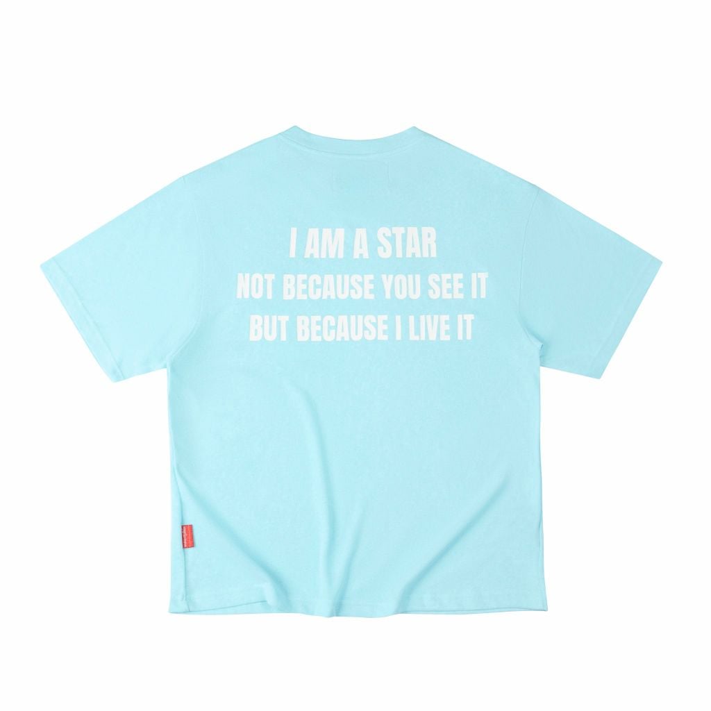 Áo "WHENEVER " STAR MANIFESTO T-SHIRT/ BABY BLUE