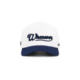 “WHENEVER”  LOGO KHAKI TRUCKER HAT / WHITE NAVY