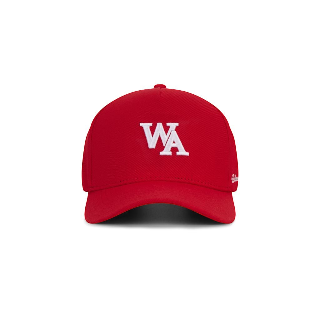 “WHENEVER” WA KHAKI TRUCKER HAT / RED