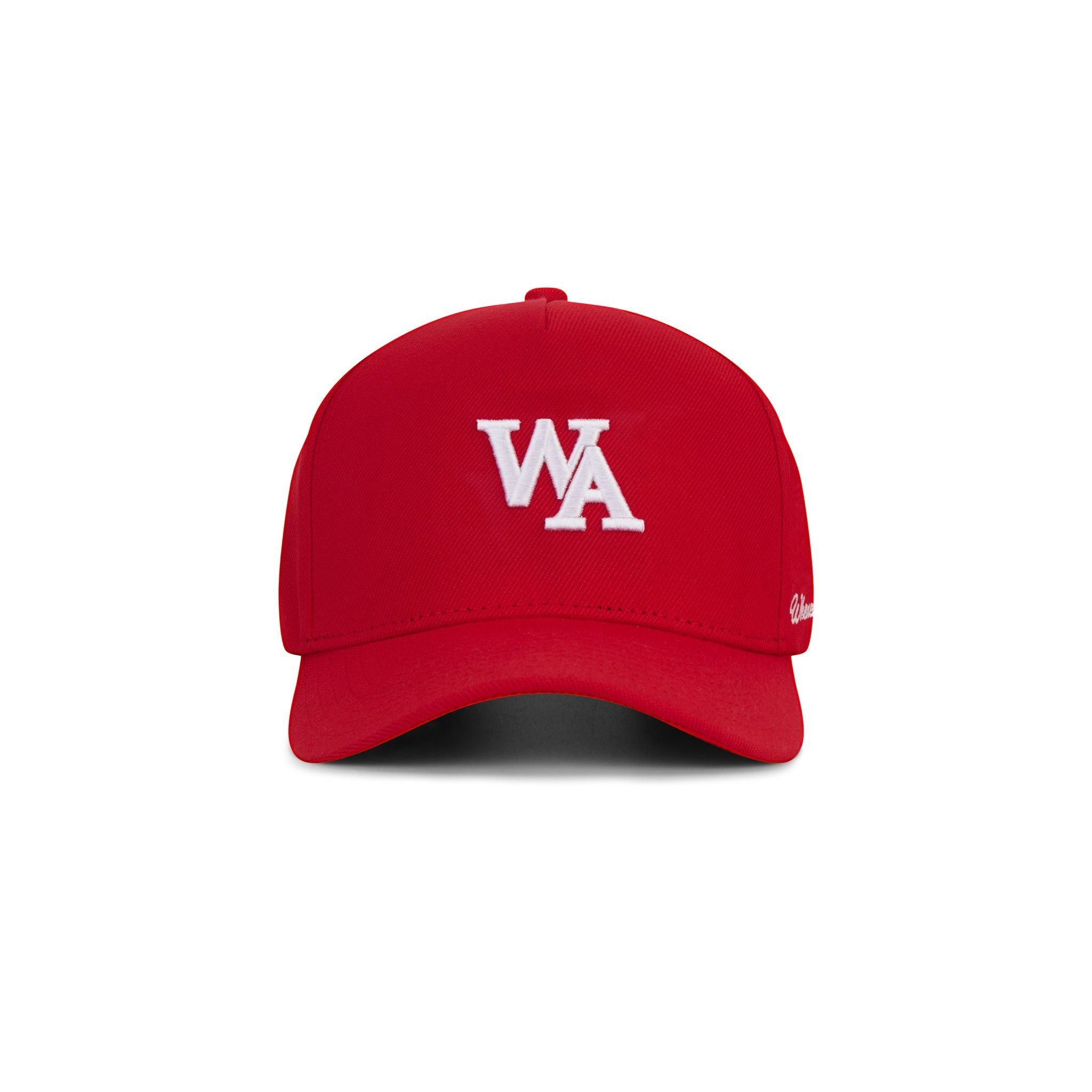 “WHENEVER” WA KHAKI TRUCKER HAT / RED