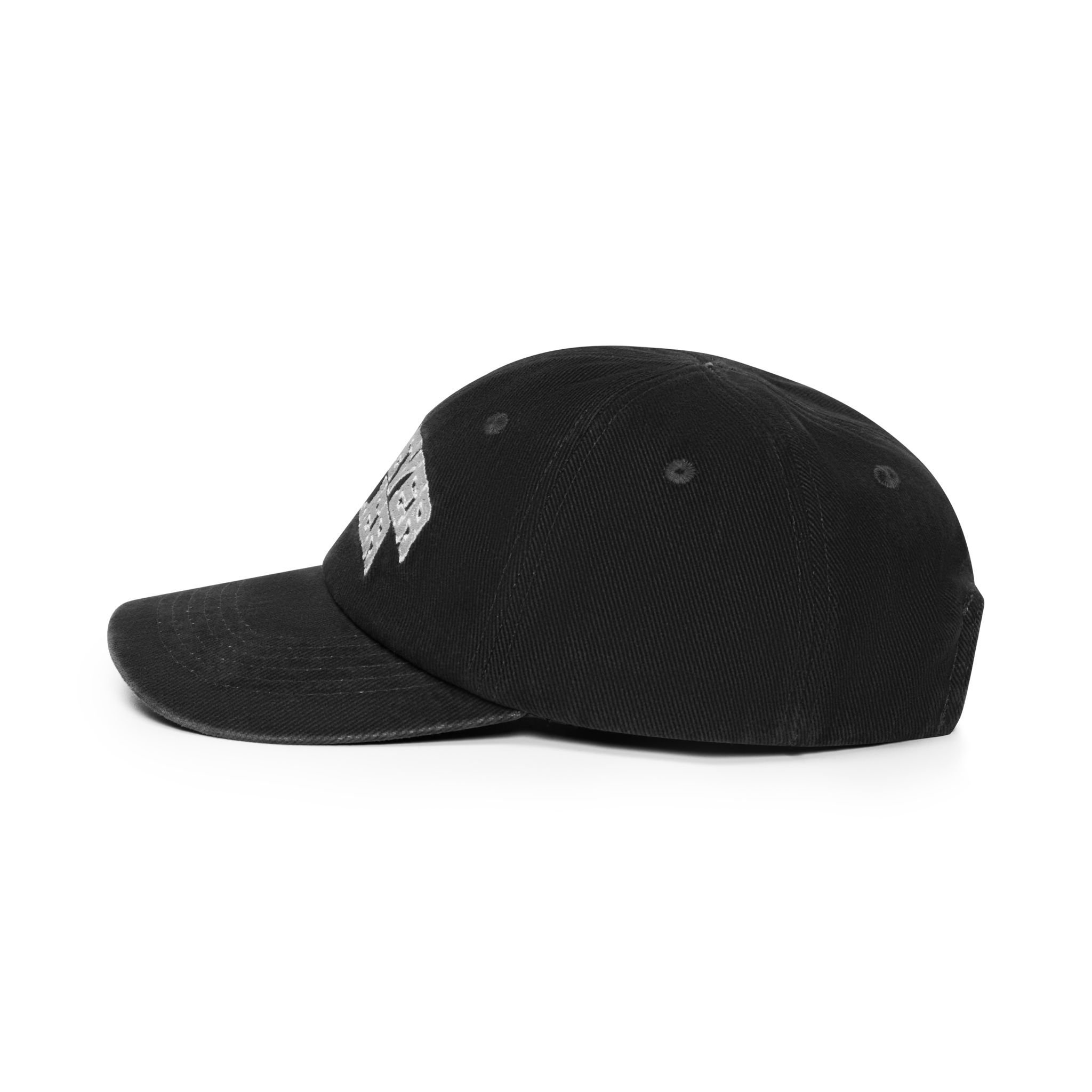 “WHENEVER” WASHED DENIM HAT / BLACK